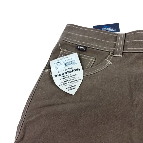 KUHL Flannel Lined HOT RYDR Pants Mens 34 x 30 Vintage Patina Dye Dark Khaki NWT - Picture 2 of 10